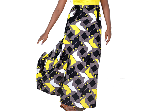 A-line Ankara Skirt Long Yellow Mix