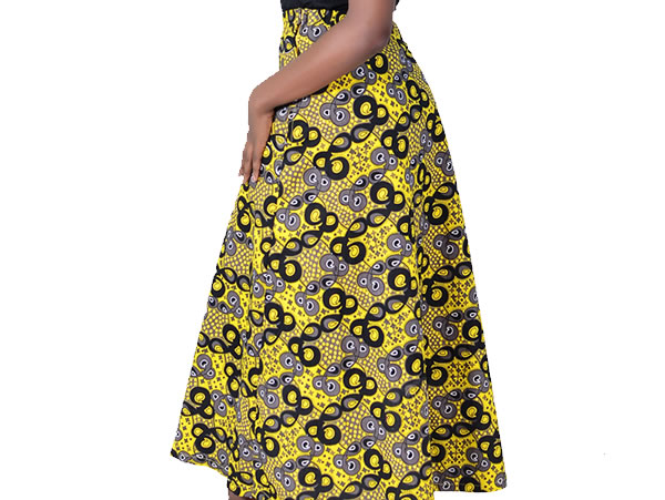A-line Ankara Skirt Long Yellow Mix