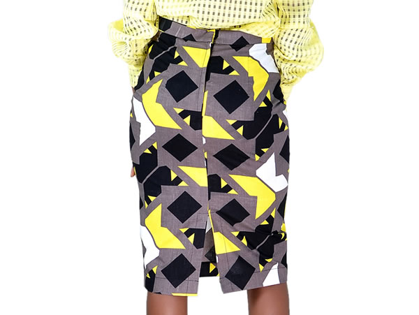 Ankara Pencil Skirt Yellow Mix
